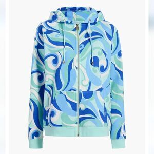 *NWT Hill House The Allie Zip up cotton hoodie in Ocean Kaleidoscope print M